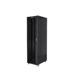 LANBERG Volně stojící skříň 19" 47U/800x1000 (v rozloženém stavu) skleněné dveře LCD černá (RAL9004)