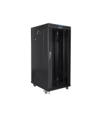 LANBERG Volně stojící skříň 19" 27U/800x1200 (v rozloženém stavu) černá (RAL9004) skleněné dveře LCD