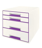 LEITZ Zásuvkový box  WOW CUBE, 4 zásuvky, purpurová