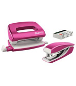 LEITZ Set mini sešívačky a děrovačky  WOW, metalická růžová