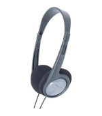 Panasonic RP-HT090E-H, drátové sluchátka, přes hlavu, 3,5mm jack, 6,3mm jack, kabel 5m, ovládání hlasitosti, šedá