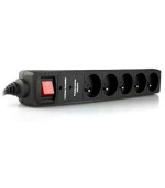 GEMBIRD, Přepěťová ochrana 5 zásuvek, 1,5m, černá