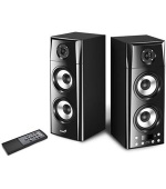 Genius SP-HF2800 BT, Reproduktory, 2.0, 60W, Bluetooth, TWS technologie, dřevěné, USB, dálkové ovládání, černé