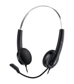 Genius HS-220U , Headset, náhlavní, drátový, s mikrofonem, ovládání hlasitosti, USB, černo-stříbrný