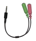 Genius ACC-100 , Redukce, zástrčka 3,5mm jack - 2x zásuvka 3,5mm jack, pro headsety, 24cm, černá