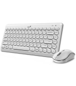 GENIUS LuxeMate Q8000, Set klávesnice a myši, bezdrátový, CZ+SK layout, 2,4GHz, mini USB přijímač, bílý