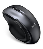 Genius Ergo 8200S Myš, bezdrátová, optická, 1200dpi, 5 tlačítek, tichá, BlueEye senzor, USB, kovově šedá