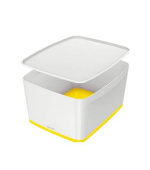 LEITZ Úložný box s víkem  MyBox, velikost L, bílá/žlutá