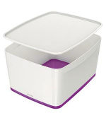 LEITZ Úložný box s víkem  MyBox, velikost L, bílá/fialová