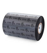 Zebra Wax Ribbon, 102mmx450m (4.02inx1476ft), 2100; High Performance, 25mm (1in) core