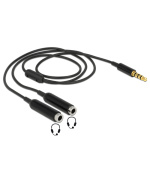 Delock adaptér stereo jack 3,5 mm samec,4 pin > 2 x stereo jack 3,5 mm samice,4 pin,25cm,černý