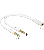 Delock Headset Adapter 1 x 3.5 mm 4 pin Stereo jack female > 2 x 3.5 mm 3 pin Stereo jack male