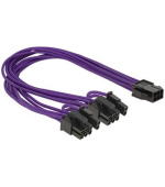 Delock napájecí kabel PCI Express 6 pin samice > 2 x 8 pin samec textilní stínění fialové