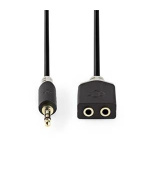 Nedis CABW22100AT02 - Stereofonní Audio Kabel | 3,5mm Zástrčka - 2× 3,5mm Zásuvka | 0,2 m | Antracit