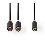 Nedis CABW22255AT02 - Stereofonní Audio Kabel | 2x RCA Zástrčka - 3,5mm Zásuvka | 0,2 m | Antracit