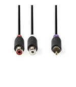 Nedis CABW24010AT02 - Kabel pro Subwoofer | RCA Zástrčka - 2x RCA Zásuvka | 0,2 m | Antracit