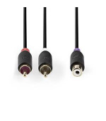 Nedis CABW24020AT02 - Kabel pro Subwoofer | 2x RCA Zástrčka - RCA Zásuvka | 0,2 m | Antracit