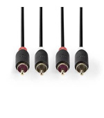 Nedis CABW24200AT20 - Stereofonní Audio Kabel | 2x RCA Zástrčka - 2x RCA Zástrčka | 2 m | Antracit