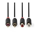 Nedis CABW24205AT20 - Stereofonní Audio Kabel | 2x RCA Zástrčka - 2x RCA Zásuvka | 2 m | Antracit