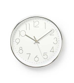 Nedis CLWA015PC30SR - Kulaté Nástěnné Hodiny | Průměr 30 cm | Bílá a Stříbrná