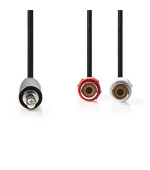 Nedis CAGB22250BK02 - Stereofonní Audio Kabel | 3,5mm Zástrčka - 2x RCA Zásuvka | 0,2 m | Černá barva