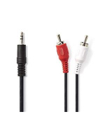 Nedis CAGB22200BK15 - Stereofonní Audio Kabel | 3,5mm Zástrčka - 2x RCA Zástrčka | 1,5 m | Černá barva