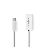 Nedis CCGB64950WT02 - Síťový adaptér USB | USB 3.2 Gen 1 | 1000 Mbps | USB-C™ Zástrčka | RJ45 Zásuvka | 0.20 m | Bílá