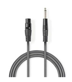 Nedis COTG15120GY100 - Nevyvážený XLR Audiokabel | XLR 3pinová Zásuvka – 6,35mm Zástrčka | 10 m | Šedá barva