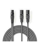 Nedis COTH15020GY15 - Vyvážený XLR Audiokabel | 2x XLR 3pinová Zástrčka – XLR 3pinová Zásuvka | 1,5 m | Šedá barva