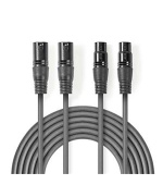 Nedis COTH15030GY50 - Vyvážený XLR Audiokabel | 2x XLR 3pinová Zástrčka – 2x XLR 3pinová Zásuvka | 5 m | Šedá barva