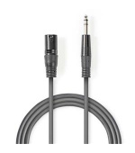 Nedis COTH15100GY15 - Vyvážený XLR Audiokabel | XLR 3pinová Zástrčka – 6,35mm Zástrčka | 1,5 m | Šedá barva