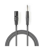 Nedis COTH15100GY30 - Vyvážený XLR Audiokabel | XLR 3pinová Zástrčka – 6,35mm Zástrčka | 3 m | Šedá barva