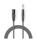 Nedis COTH15100GY50 - Vyvážený XLR Audiokabel | XLR 3pinová Zástrčka – 6,35mm Zástrčka | 5 m | Šedá barva
