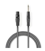 Nedis COTH15120GY30 - Nevyvážený XLR Audiokabel | XLR 3pinová Zásuvka – 6,35mm Zástrčka | 3 m | Šedá barva