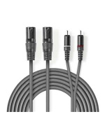 Nedis COTH15210GY15 - XLR Audiokabel | 2x XLR 3pinová Zástrčka – 2x RCA Zástrčka | 1,5 m | Šedá barva
