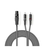 Nedis COTH15220GY15 - XLR Audiokabel | XLR 3pinová Zásuvka – 2x RCA Zástrčka | 1,5 m | Šedá barva