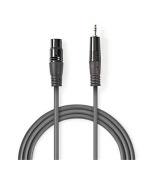Nedis COTH15300GY15 - XLR Audiokabel | XLR 3pinová Zástrčka – 3,5mm Zástrčka | 1,5 m | Šedá barva