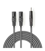 Nedis COTH15310GY30 - XLR Audiokabel | 2x XLR 3pinová Zástrčka – 3,5mm Zástrčka | 3 m | Šedá barva