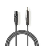 Nedis COTH15320GY10 - Vyvážený XLR Audiokabel | XLR 3pinová Zásuvka – 3,5mm Zástrčka | 1 m | Šedá barva