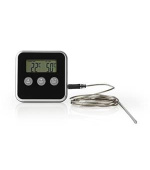Nedis KATH105BK - Teploměr na Maso | 0–250 °C | Digitální Displej | Časovač