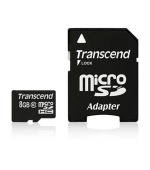 Transcend 8GB microSDHC (Class 10) paměťová karta (s adaptérem)