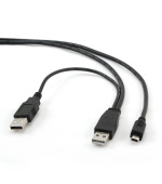 GEMBIRD CABLEXPERT Kabel USB A-MINI 5PM 2.0,  0,9 m DUÁLNÍ pro extra napájení