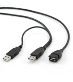 GEMBIRD CABLEXPERT Kabel USB A-A 1m 2.0 prodlužovací DUÁLNÍ pro extra napájení