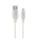 GEMBIRD CABLEXPERT Kabel USB 2.0 AM na MicroUSB (AM/BM), 1m, opletený, bílo-stříbrný, blister, PREMIUM QUALITY