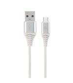 GEMBIRD CABLEXPERT Kabel USB 2.0 AM na Type-C kabel (AM/CM), 1m, opletený, bílo-strříbrný, blister, PREMIUM QUALITY