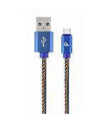 GEMBIRD CABLEXPERT Kabel USB 2.0 AM na Type-C kabel (AM/CM), 1m, opletený, jeans, blister, PREMIUM QUALITY