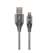 GEMBIRD CABLEXPERT Kabel USB 2.0 AM na Type-C kabel (AM/CM), 1m, opletený, šedo-bílý, blister, PREMIUM QUALITY