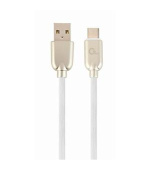 GEMBIRD CABLEXPERT Kabel USB 2.0 AM na Type-C kabel (AM/CM), 1m, pogumovaný, bílý, blister, PREMIUM QUALITY