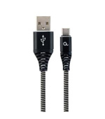 GEMBIRD CABLEXPERT Kabel USB 2.0 AM na Type-C kabel (AM/CM), 2m, opletený, černo-bílý, blister, PREMIUM QUALITY