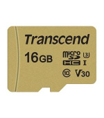 Transcend 16GB microSDHC 500S UHS-I U3 V30 (Class 10) MLC paměťová karta (s adaptérem), 95MB/s R, 50MB/s W